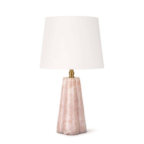 Pink resin mini lamp with natural brass fittings